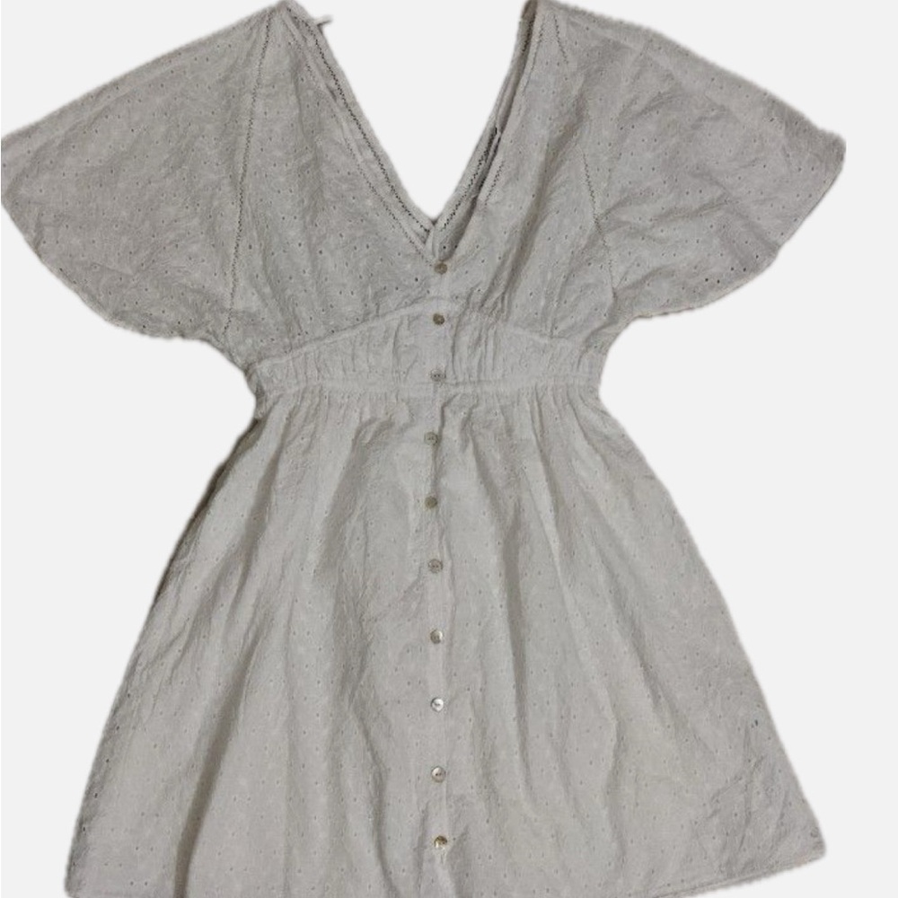 Beach ZARA summer White Eyelet Dress - Picture 3 of 4